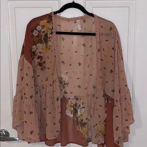 Pink floral cover up